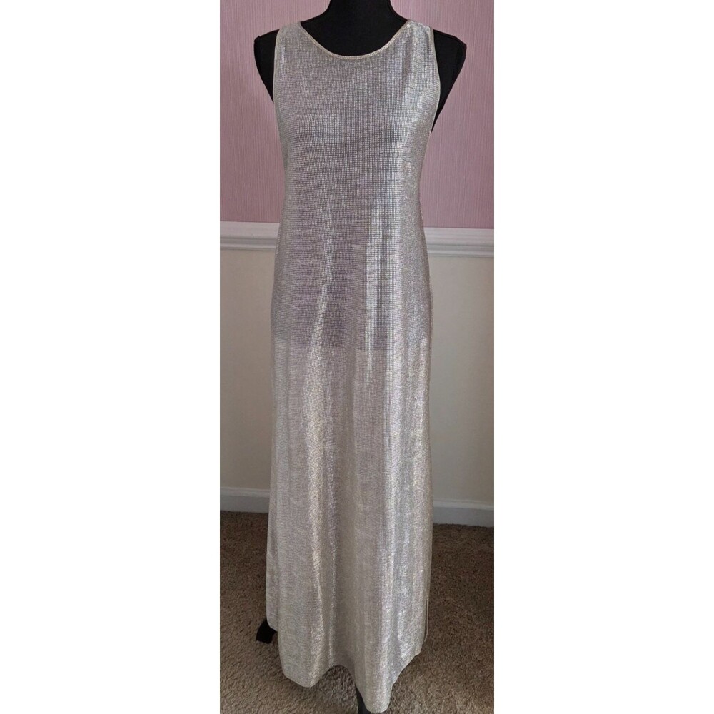 Zara Metallic Maxi Dress Womens Small Gold Sleeveless Shimmer Evening Party